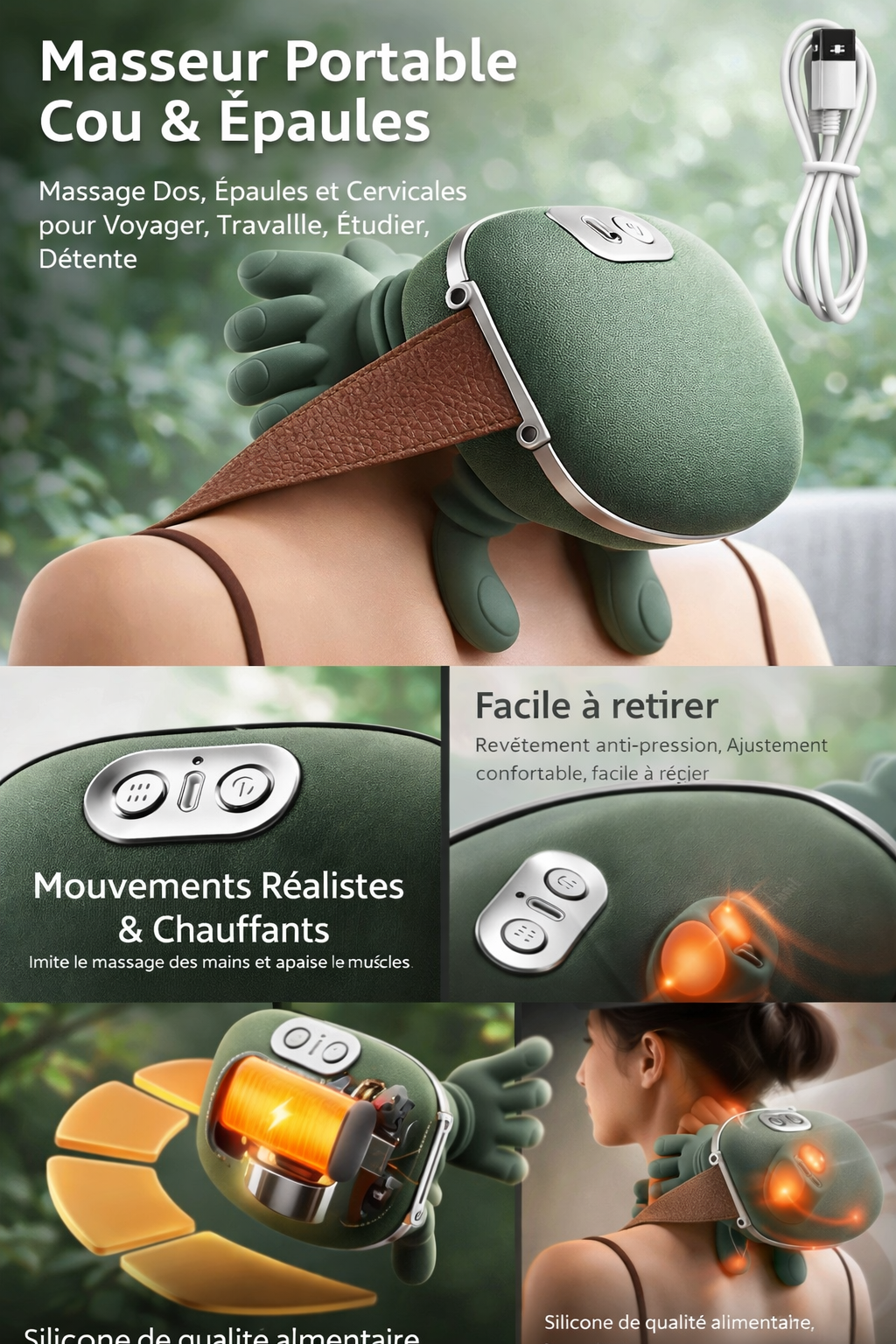 Masseur cervical chauffant Kinesis — Soulagement du cou & des épaules