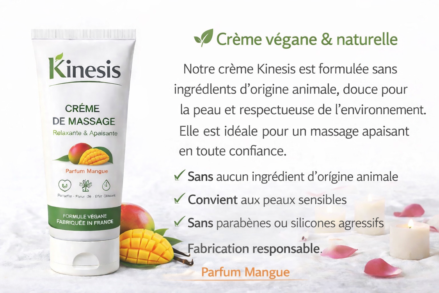 Crème de Massage Kinesis — Relaxante, Végane & Bio — Parfum Naturel Apaisant